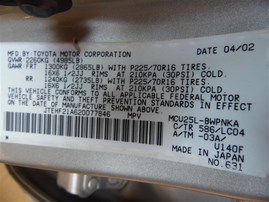 2002 Toyota Highlander Limited Gold 3.0L AT 4WD #Z24747